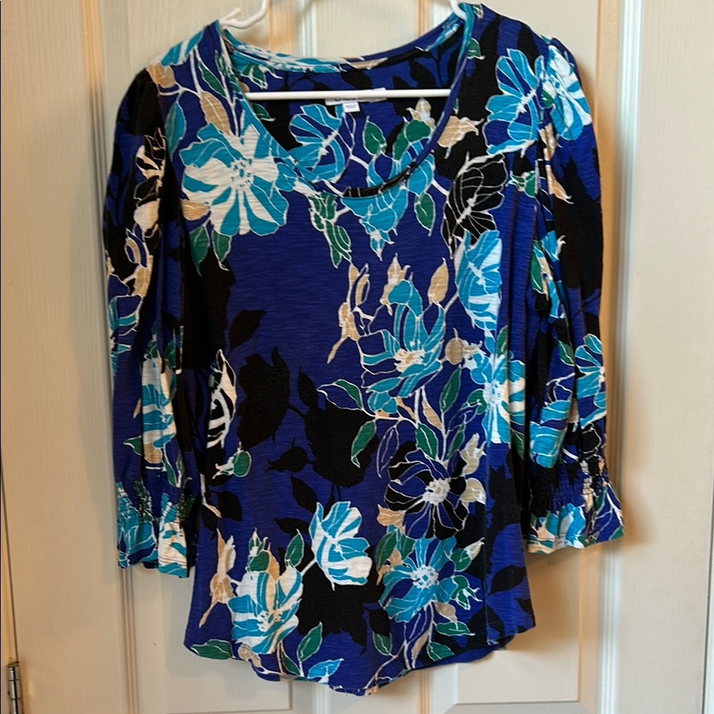 Chicos Floral Blue Women's Top